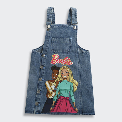 Barbie Light Blue Printed Dungaree BAD815