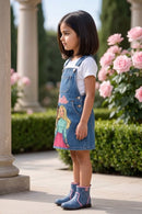 Barbie Light Blue Printed Dungaree BAD815
