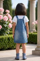 Barbie Light Blue Printed Dungaree BAD815
