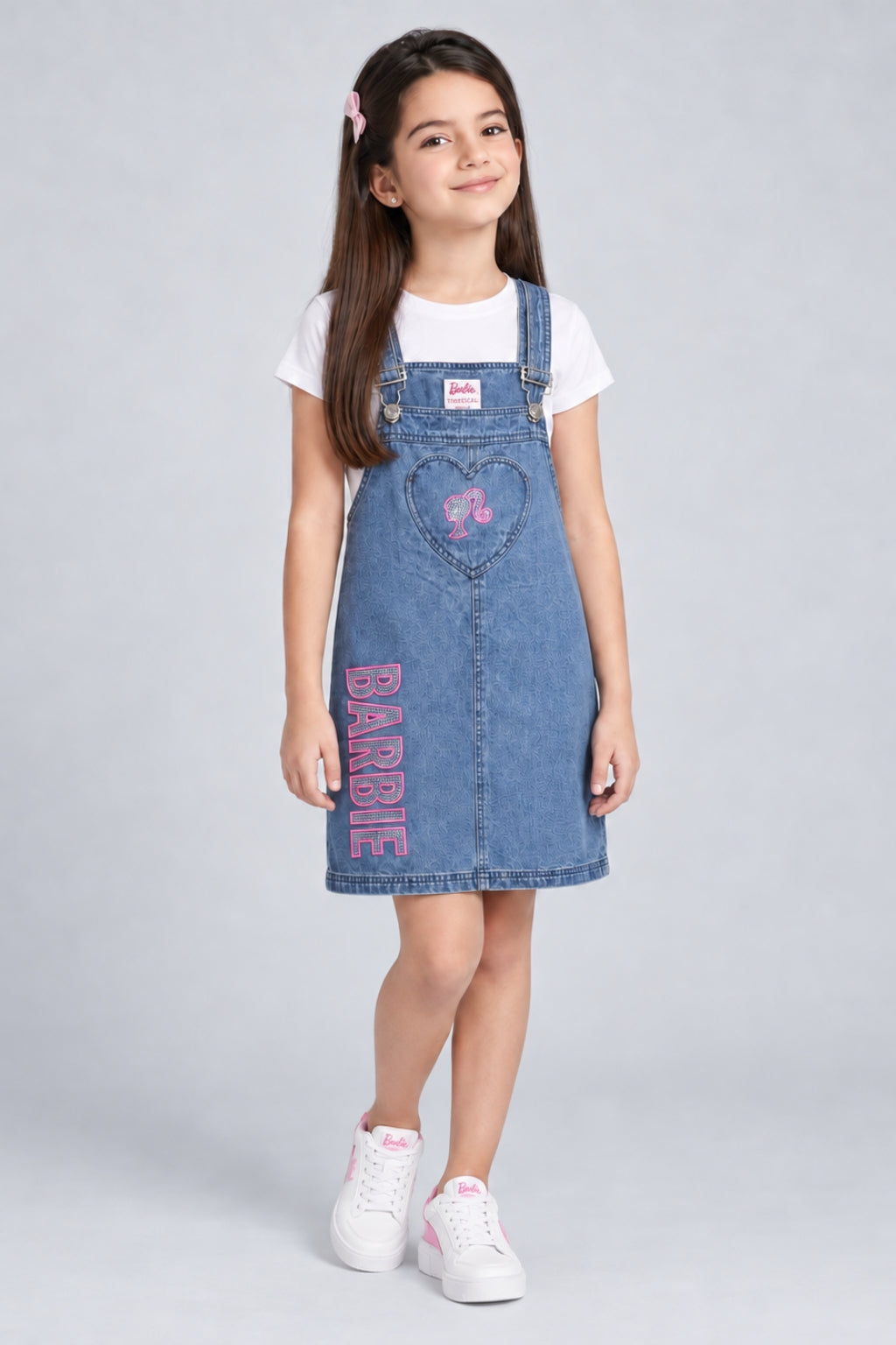 Barbie Blue Denim Barbie Pinafore Dress with Embroidery BAD823
