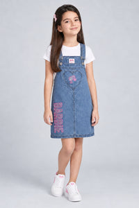 Barbie Blue Denim Barbie Pinafore Dress with Embroidery BAD823