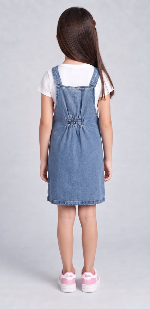 Barbie Blue Denim Barbie Pinafore Dress with Embroidery BAD823