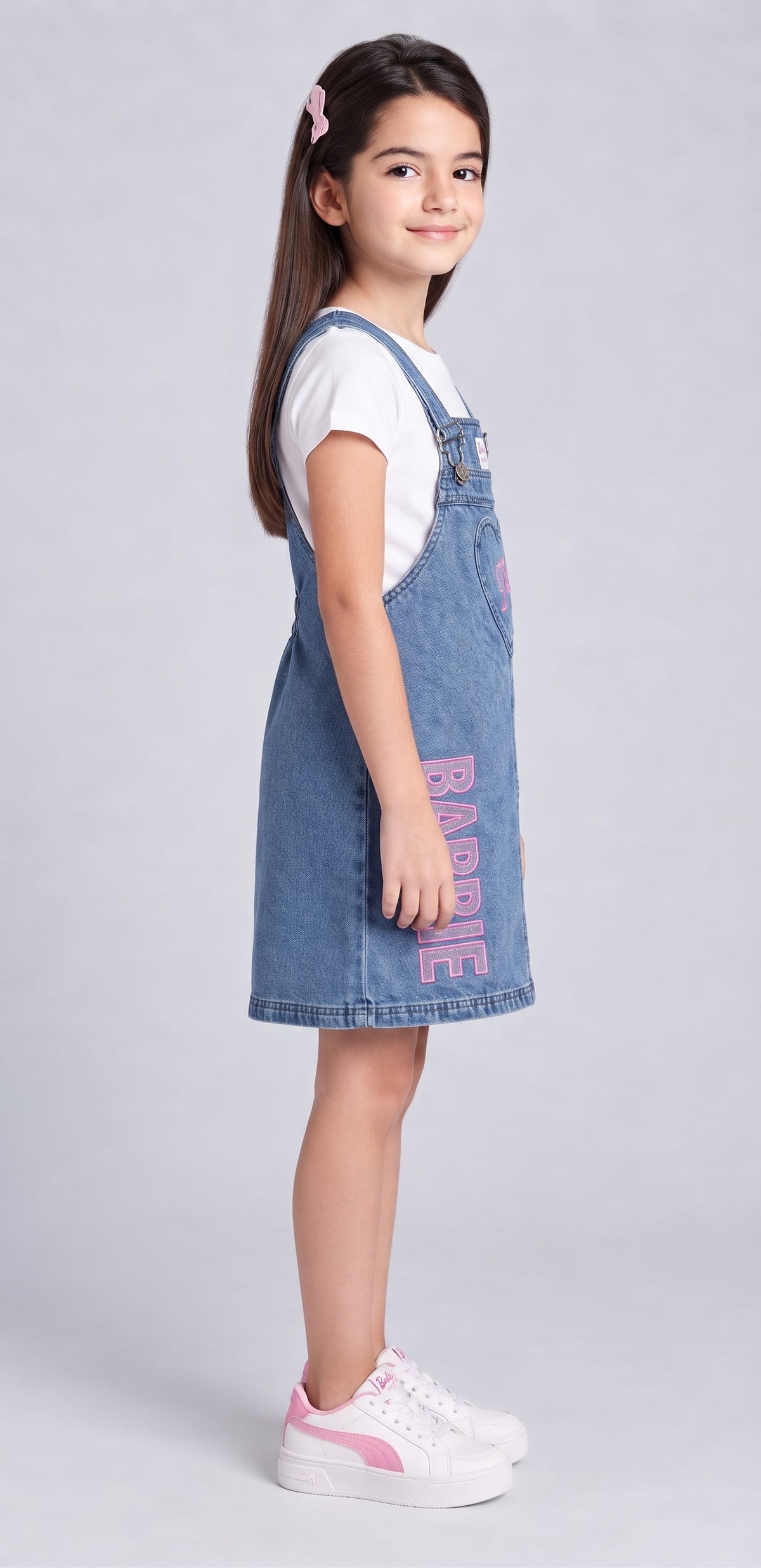 Barbie Blue Denim Barbie Pinafore Dress with Embroidery BAD823