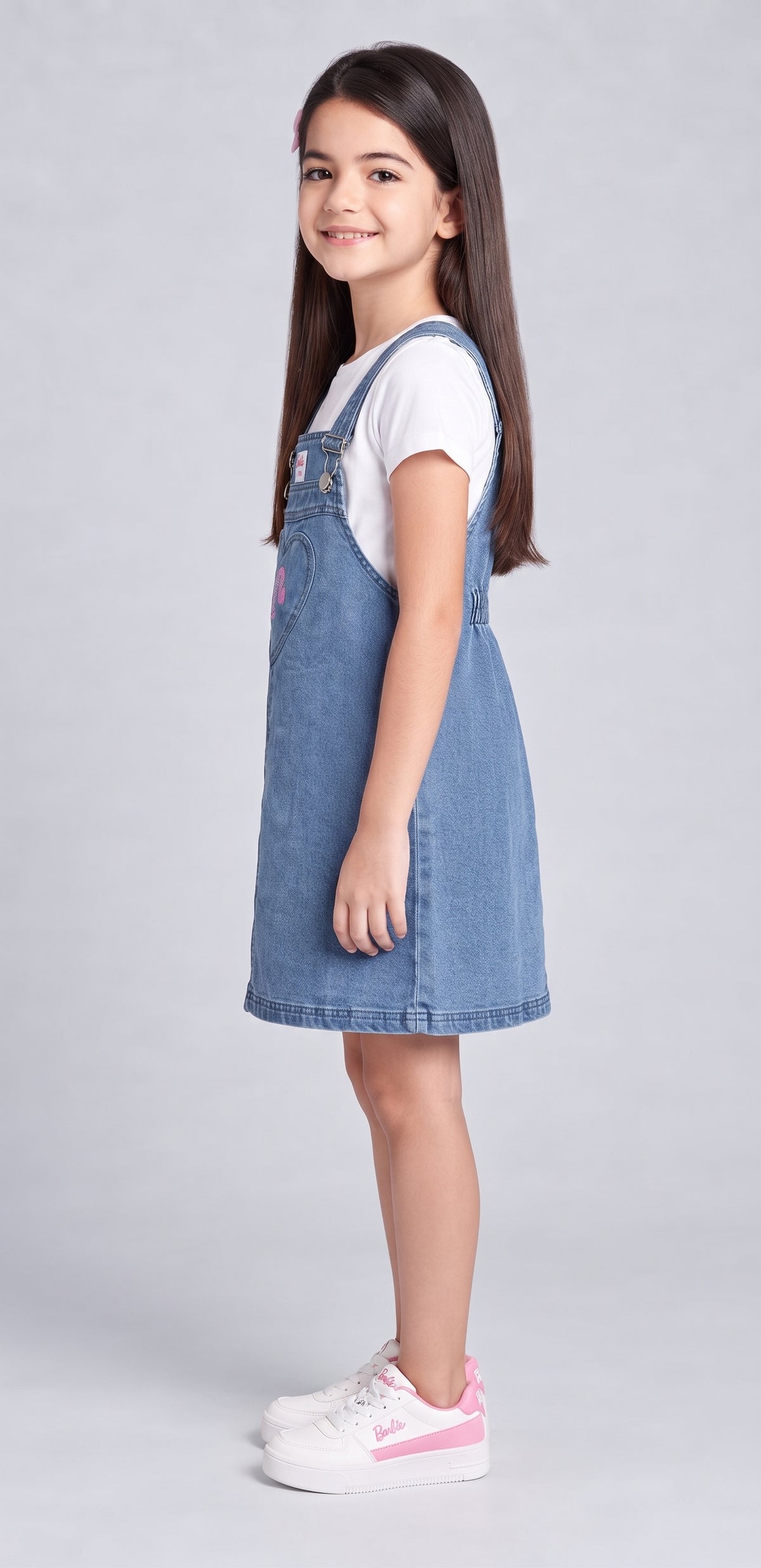 Barbie Blue Denim Barbie Pinafore Dress with Embroidery BAD823