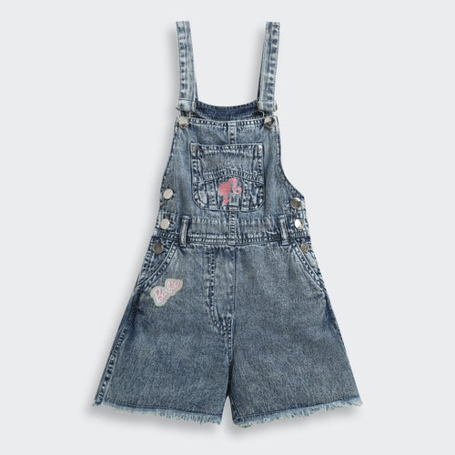 Barbie Blue Denim Printed Shorts Dungaree BAD824