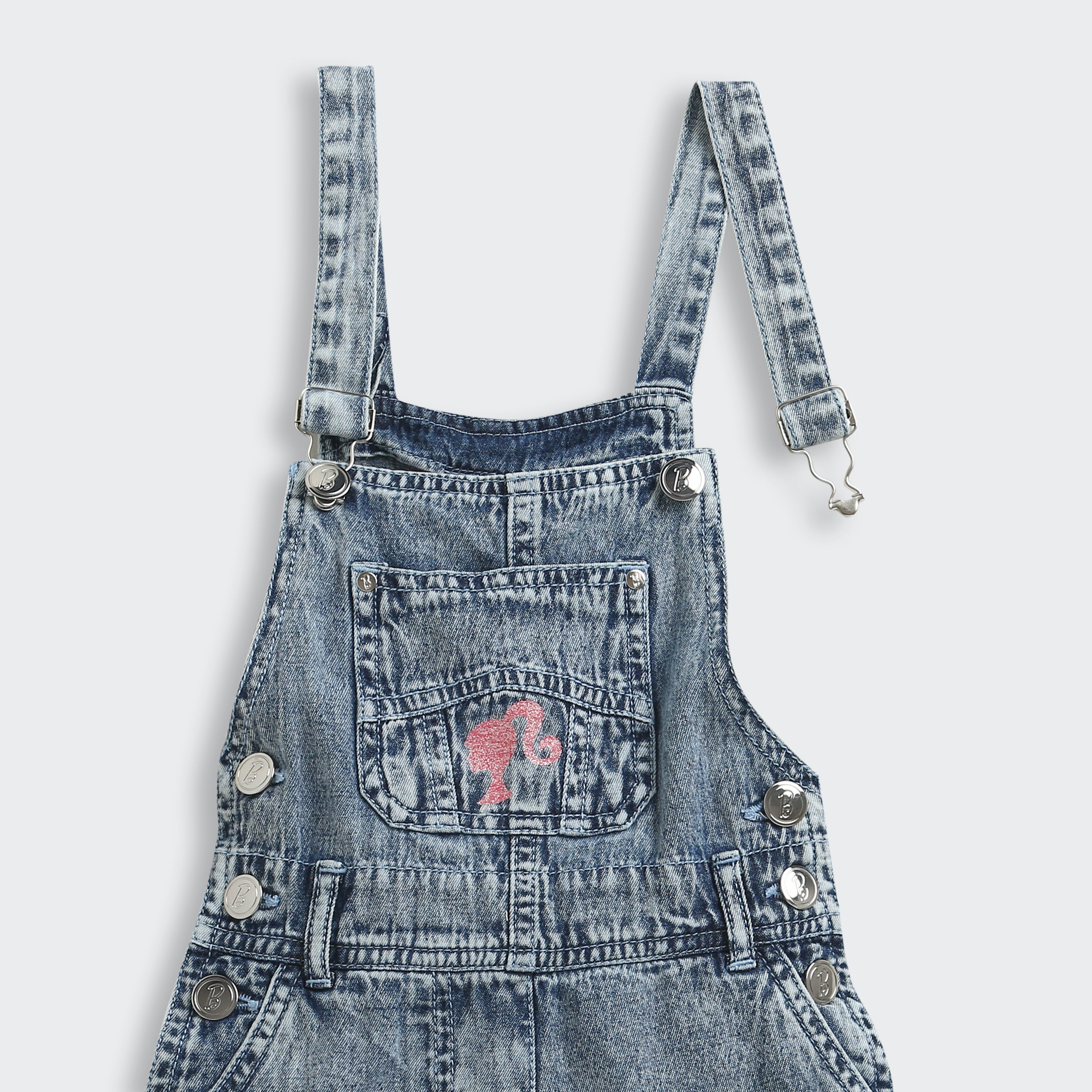 Barbie Blue Denim Printed Shorts Dungaree For Girls | Trendy Kidswear | Kids | Tiny Girl India