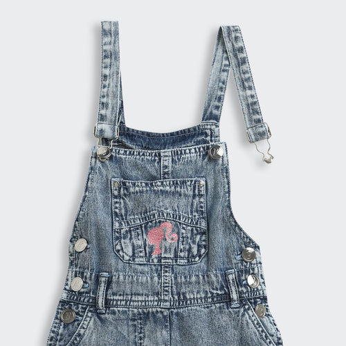Barbie Blue Denim Printed Shorts Dungaree BAD824