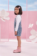 Barbie Blue Denim Printed Shorts Dungaree BAD824