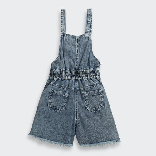 Barbie Blue Denim Printed Shorts Dungaree BAD824