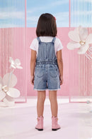 Barbie Blue Denim Printed Shorts Dungaree BAD824