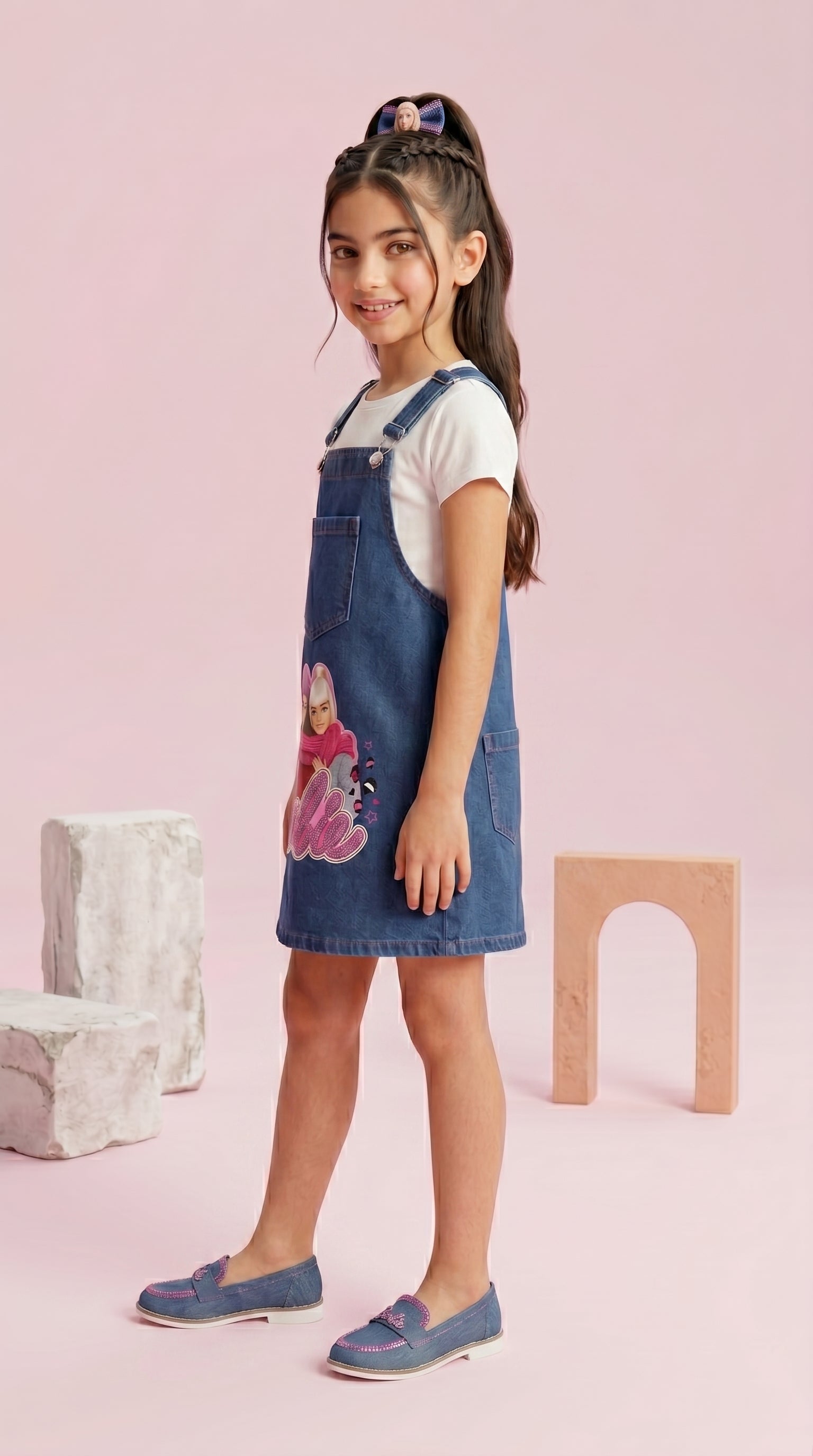 Barbie Blue Denim Pinafore Dungaree BAD837