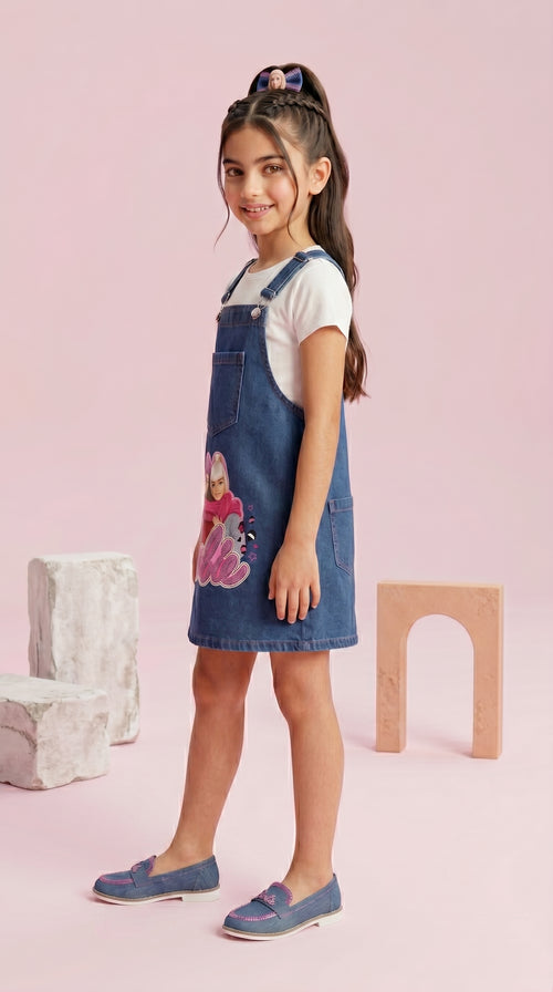 Barbie Blue Denim Pinafore Dungaree BAD837