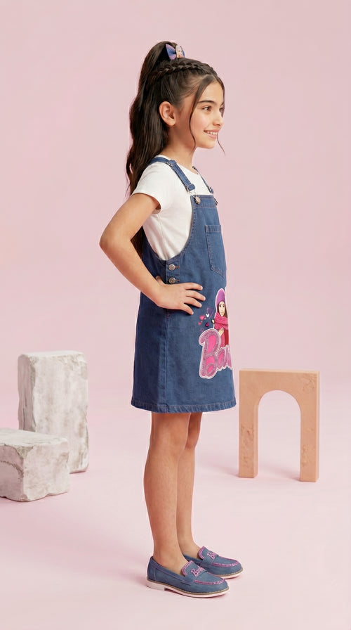 Barbie Blue Denim Pinafore Dungaree BAD837