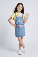 Barbie Light Blue Denim Graphic Pinafore Dress BAD854