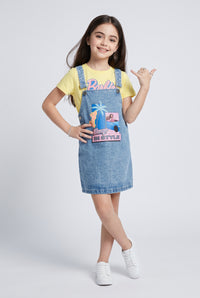 Barbie Light Blue Denim Graphic Pinafore Dress BAD854