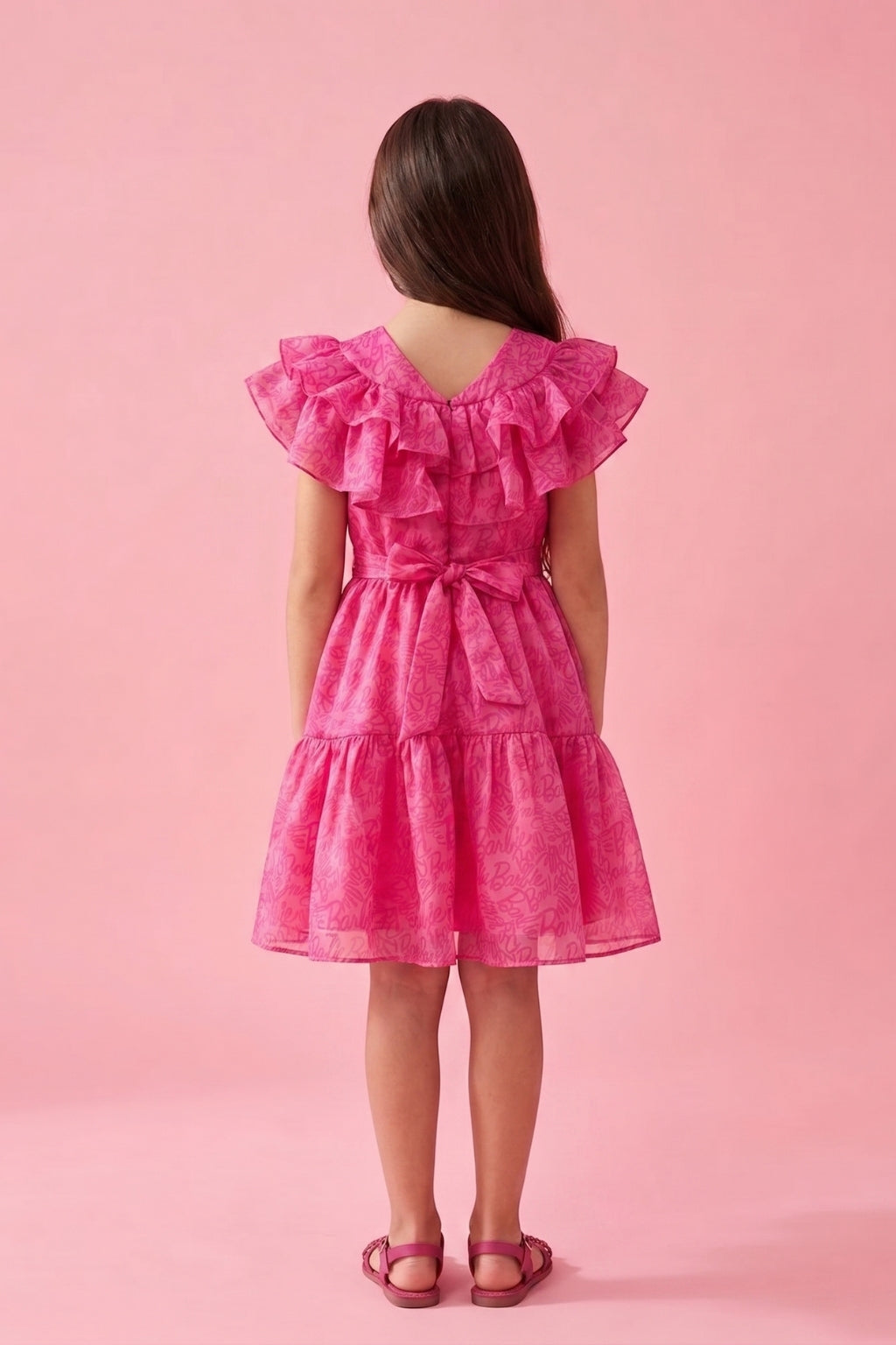 Barbie Hot Pink Lace Ruffled Party Dress BAF205