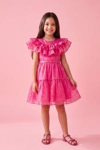 Barbie Hot Pink Lace Ruffled Party Dress BAF205