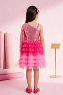 Barbie Pink Sequin Layered Tulle Party Dress BAF216