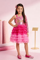 Barbie Pink Sequin Layered Tulle Party Dress BAF216