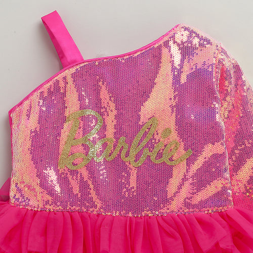 Barbie Pink Sequin Layered Tulle Party Dress BAF216