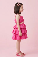 Barbie Hot Pink Satin Layered Sequin Dress BAF217