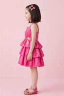 Barbie Hot Pink Satin Layered Sequin Dress BAF217