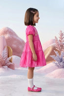 Barbie Hot Pink Satin Puff Sleeve Party Dress BAF219