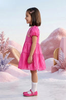 Barbie Hot Pink Satin Puff Sleeve Party Dress BAF219