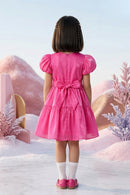 Barbie Hot Pink Satin Puff Sleeve Party Dress BAF219