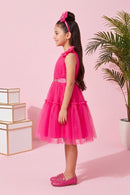 Barbie Pink Net Layered Party Dress BAF220