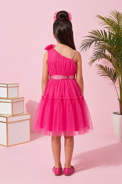 Barbie Pink Net Layered Party Dress BAF220