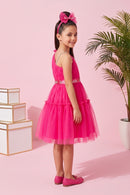 Barbie Pink Net Layered Party Dress BAF220