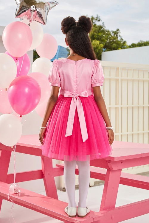 Girls Barbie Bow Tulle Party Dress BAF224