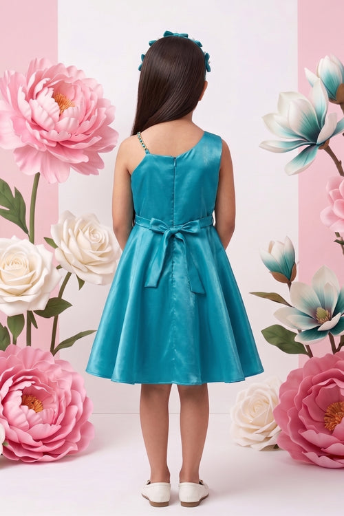 Barbie Turquoise Satin Bow Detail Party Dress BAF225