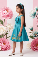 Barbie Turquoise Satin Bow Detail Party Dress BAF225