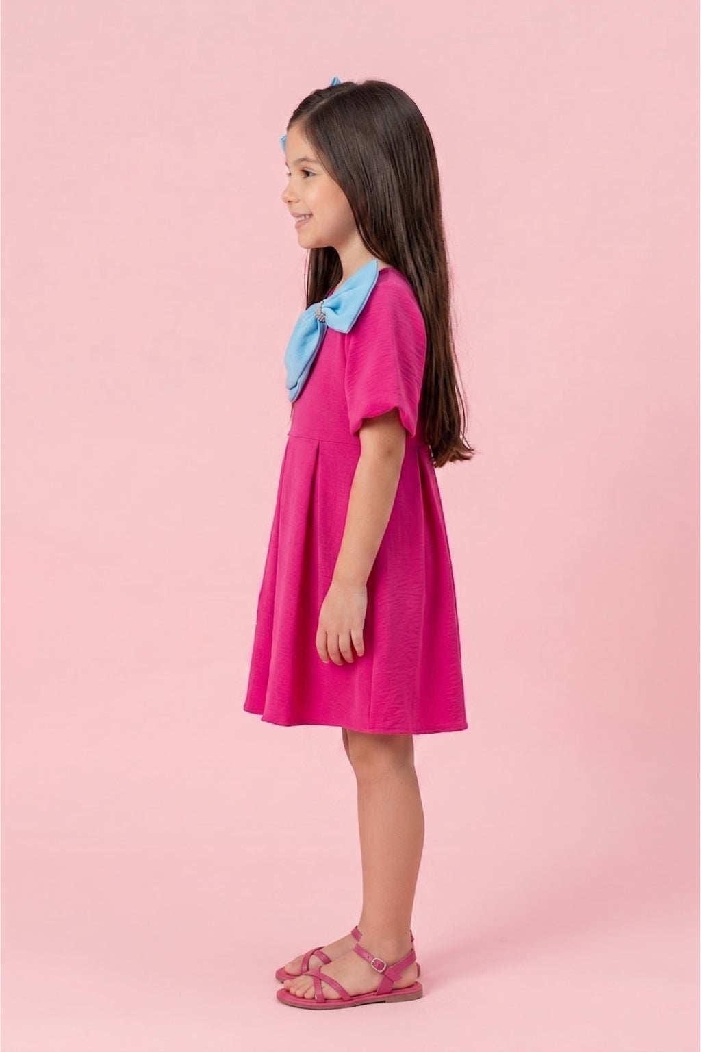 Barbie Hot Pink Crepe Bow Accent Dress BAF230