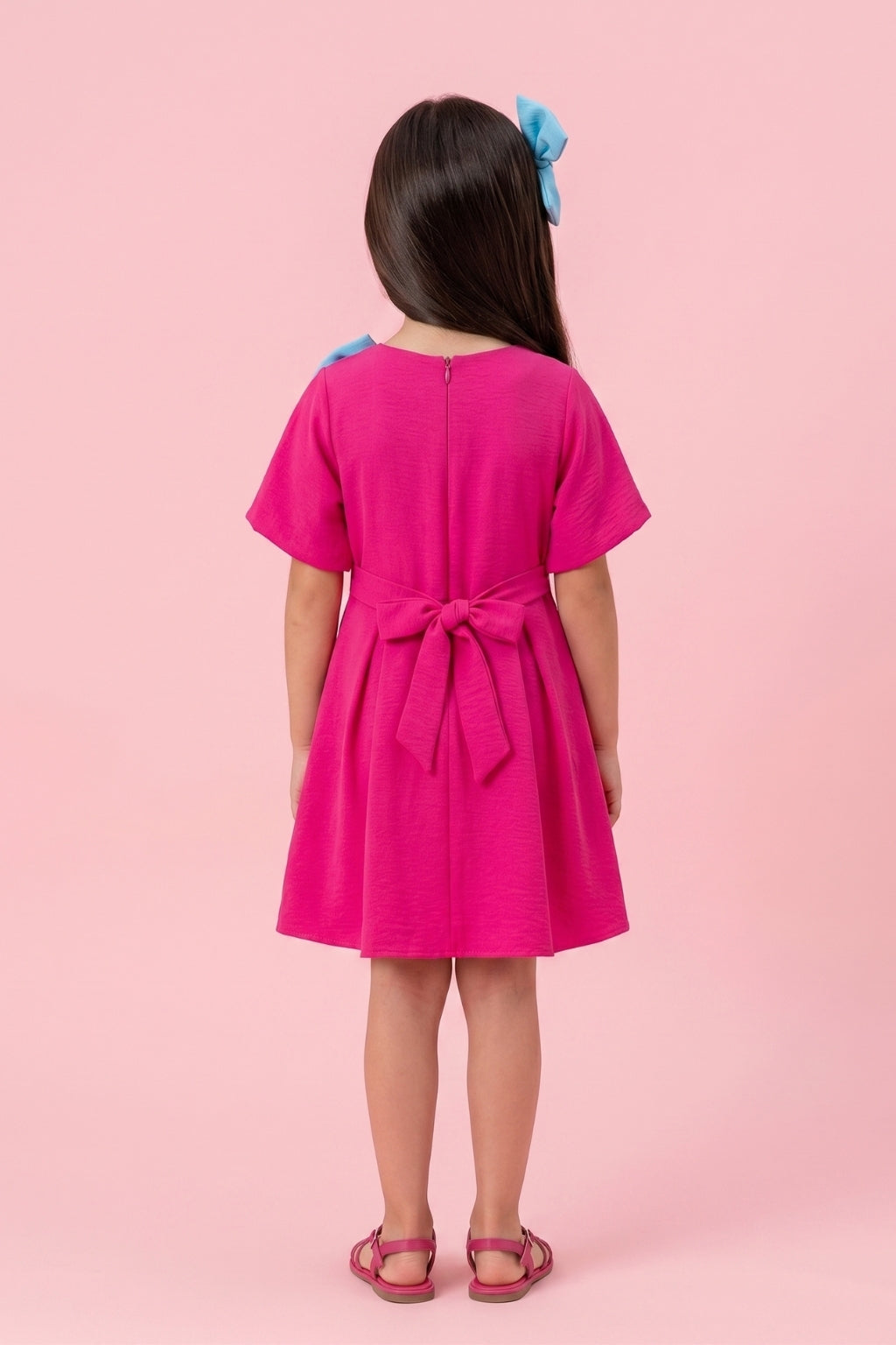Barbie Hot Pink Crepe Bow Accent Dress BAF230