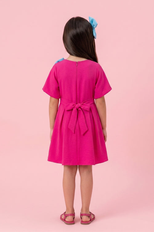 Barbie Hot Pink Crepe Bow Accent Dress BAF230