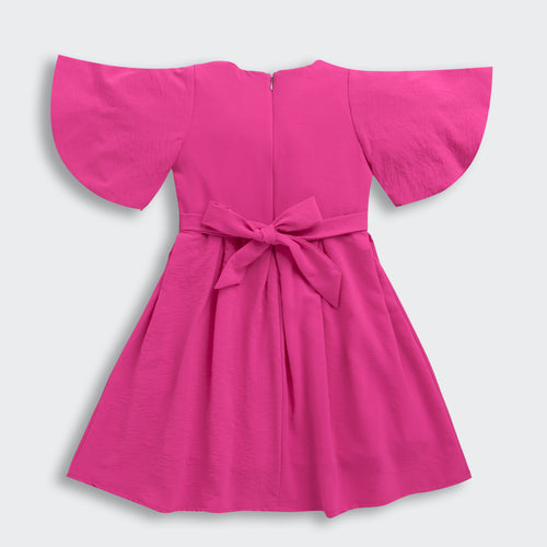 Barbie Hot Pink Crepe Bow Accent Dress BAF230