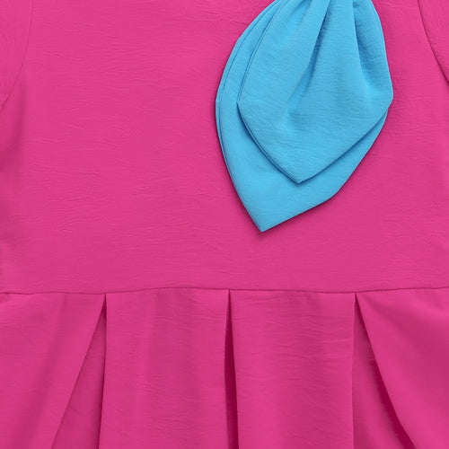 Barbie Hot Pink Crepe Bow Accent Dress BAF230
