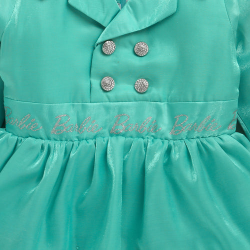 Barbie Aqua Satin Layered Peplum Party Dress BAF231