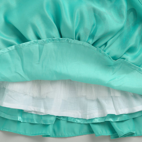 Barbie Aqua Satin Layered Peplum Party Dress BAF231