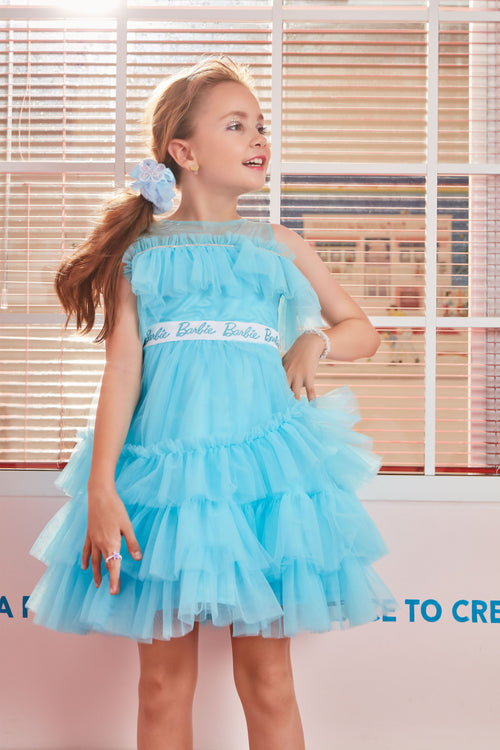 Barbie Sky Blue Tulle Layered Party Dress BAF232