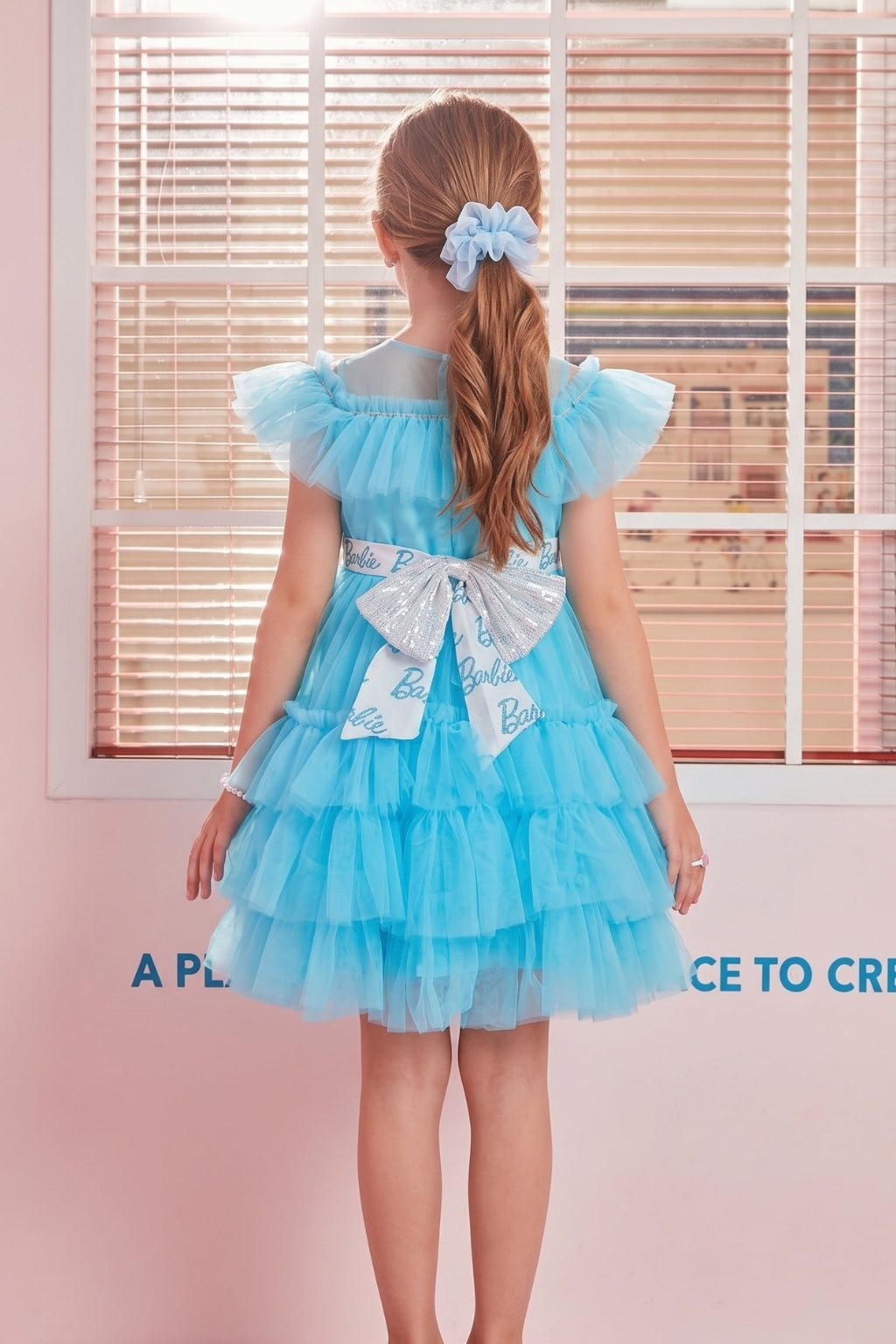 Barbie Sky Blue Tulle Layered Party Dress BAF232