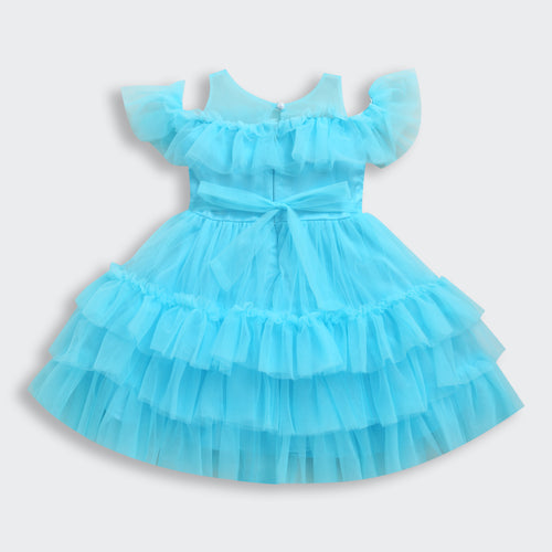 Barbie Sky Blue Tulle Layered Party Dress BAF232