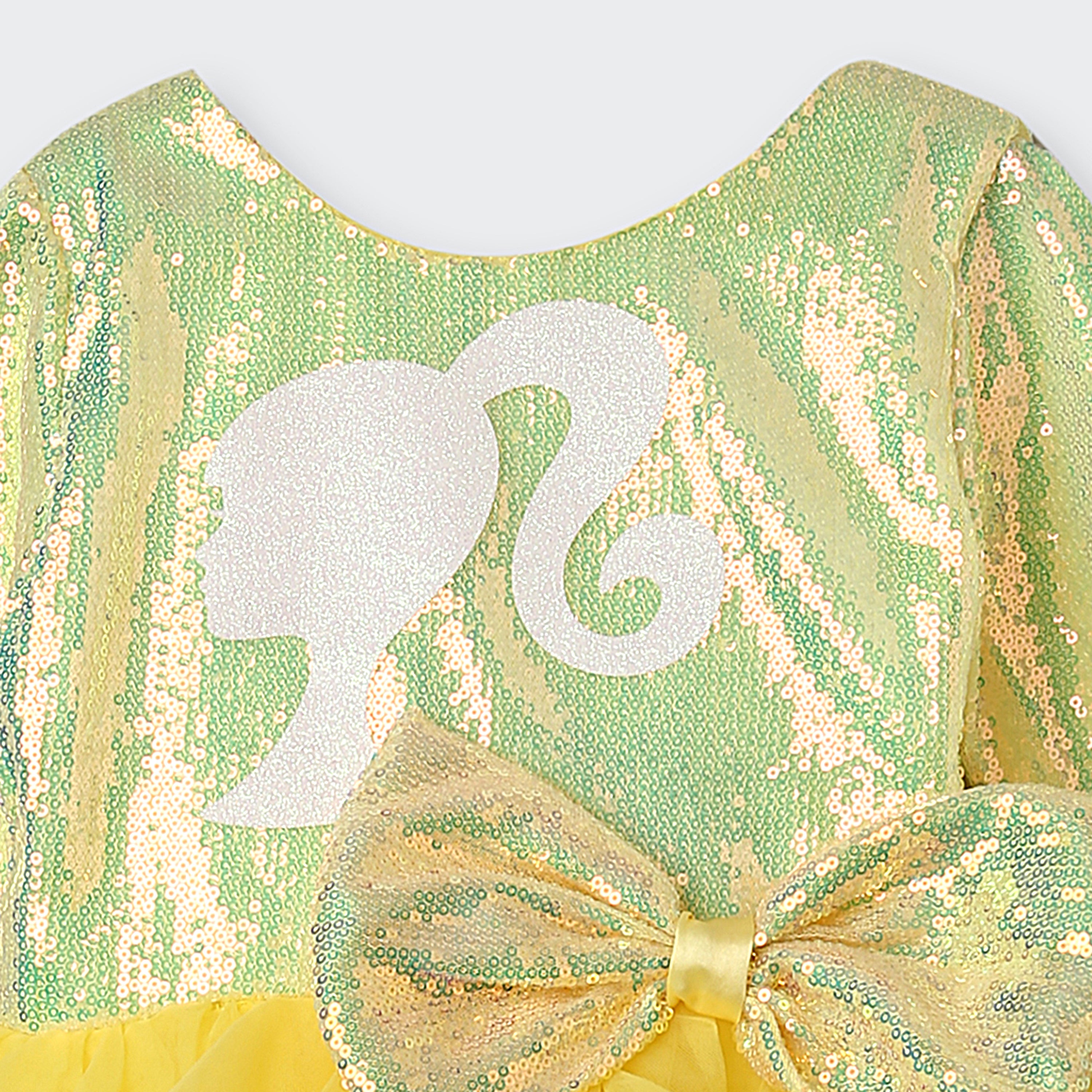 Barbie yellow Tulle Layered Party Dress For Girls | Princess Birthday Outfit | Kids | Tiny Girl India