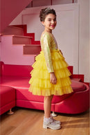 Barbie yellow Tulle Layered Party Dress BAF233