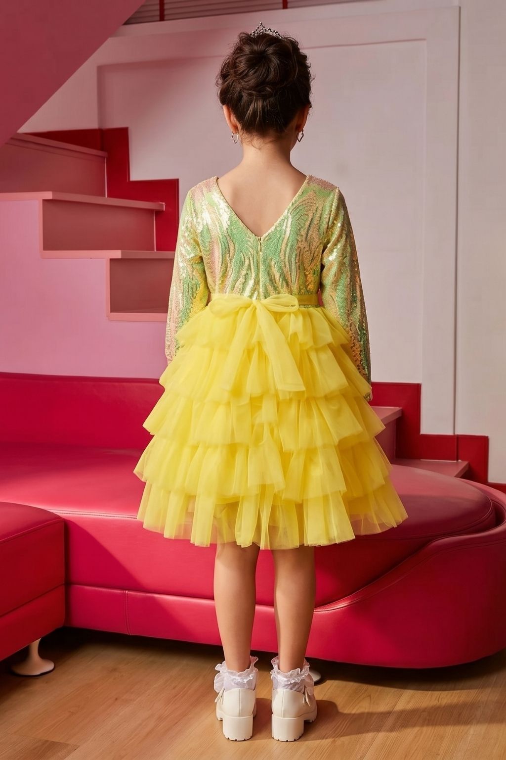 Barbie yellow Tulle Layered Party Dress BAF233