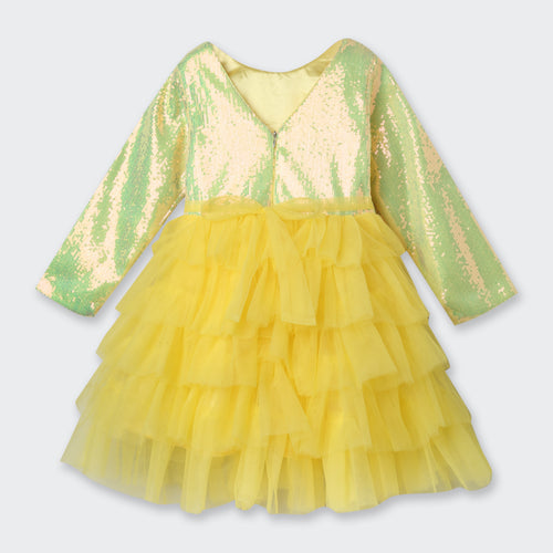 Barbie yellow Tulle Layered Party Dress BAF233