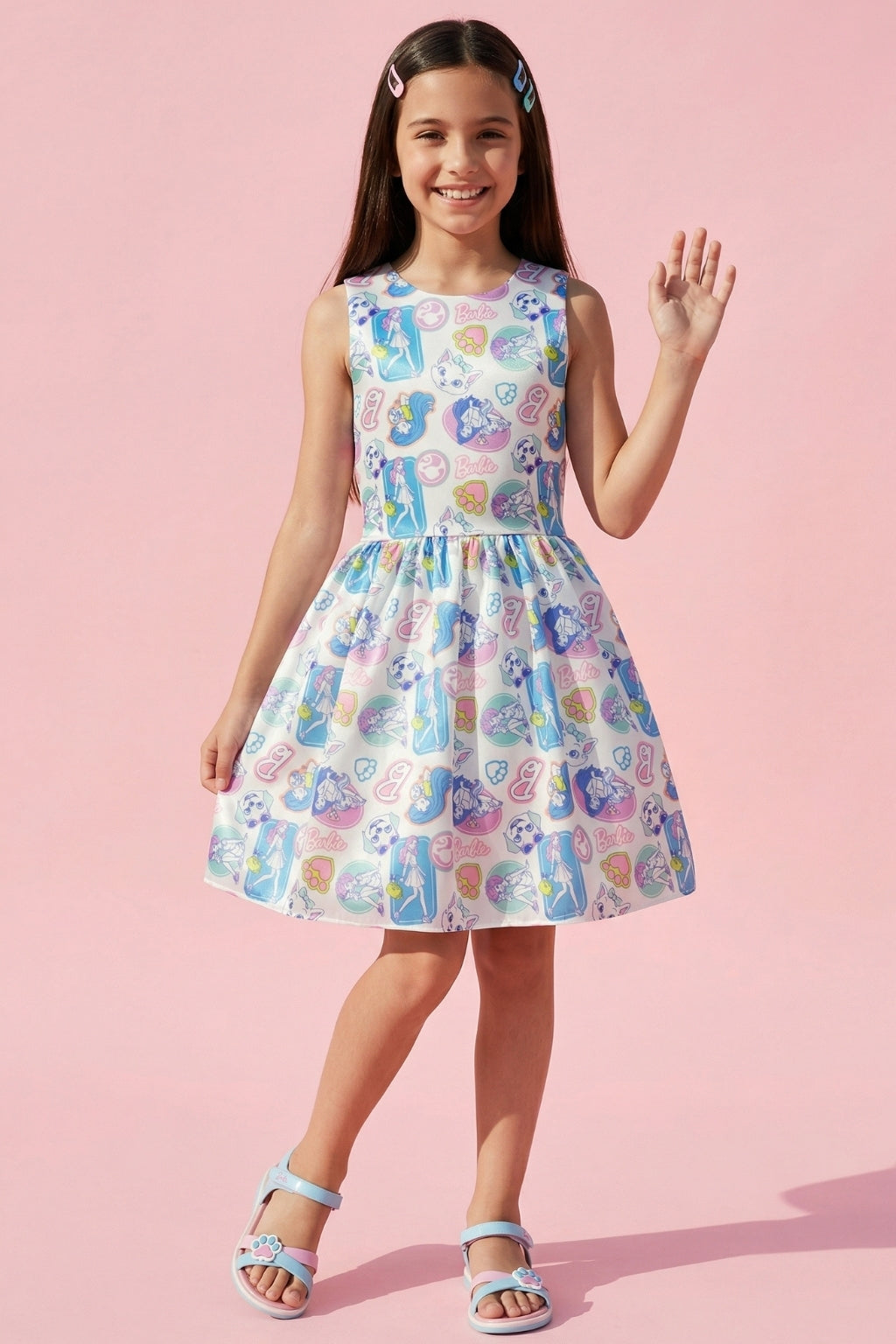 Barbie Pop Print Fit & Flare Dress BAF234